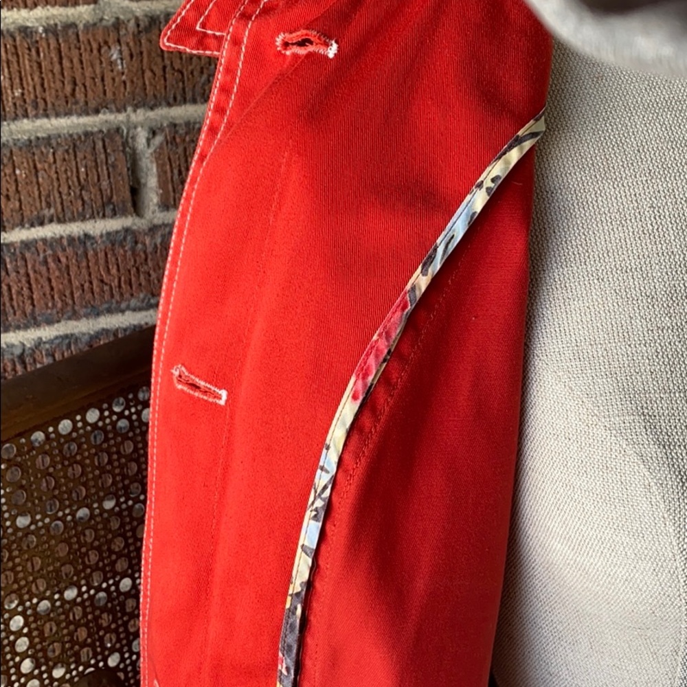 DKNY Bold Red /Orange Trench Coat - Picture 9 of 12